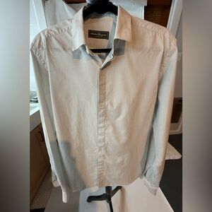 Salvatore Ferragamo Light Gray Button Down Shirt